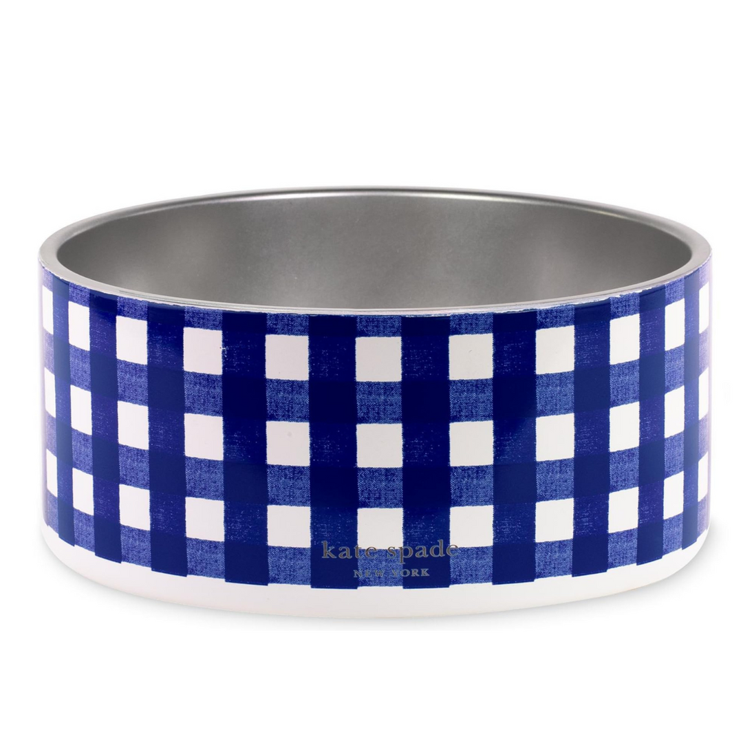 Kate Spade Navy Daisy Gingham Pet Bowl