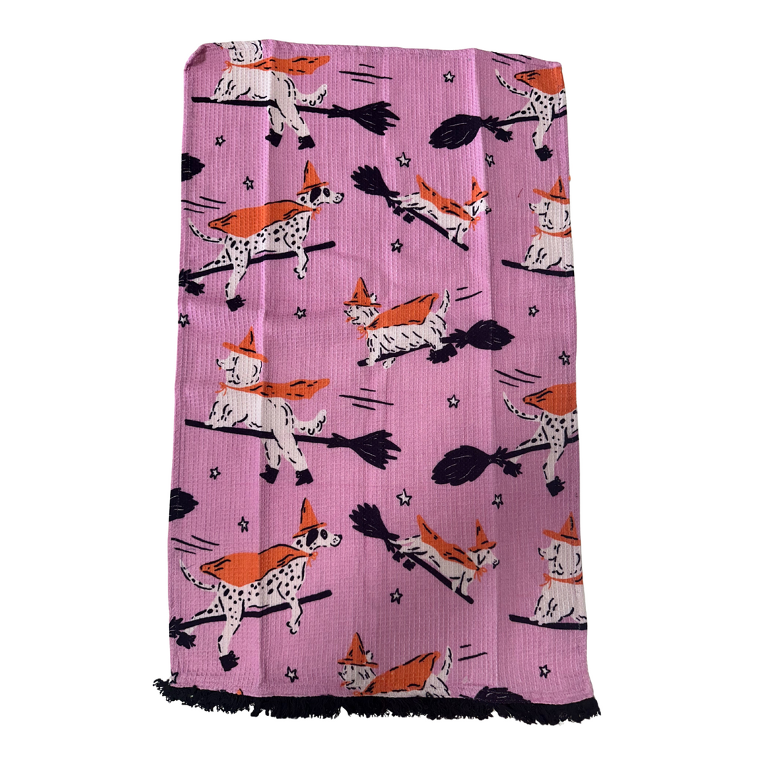 Doggy Witches Dish Towel