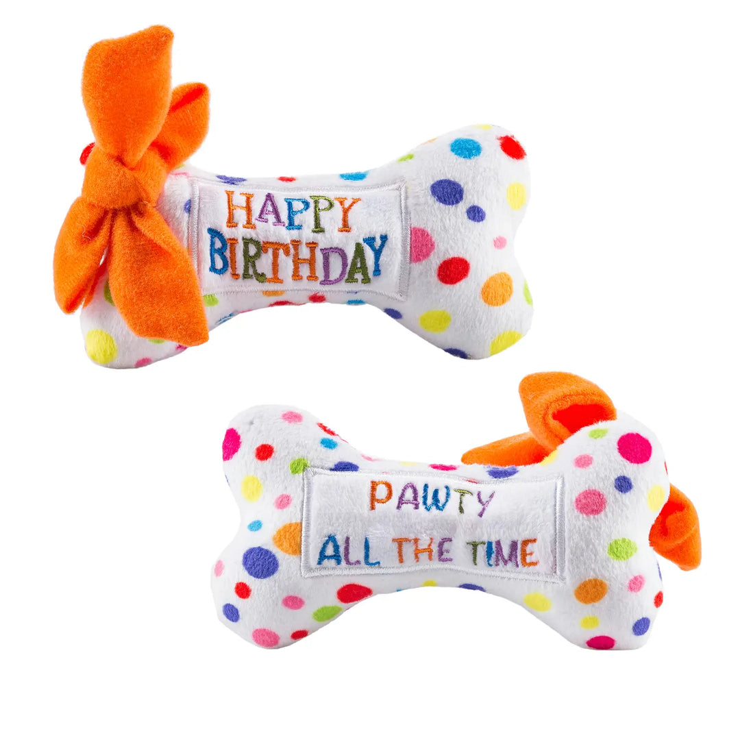 Happy Birthday Bones Squeaker Dog Toy (Small)