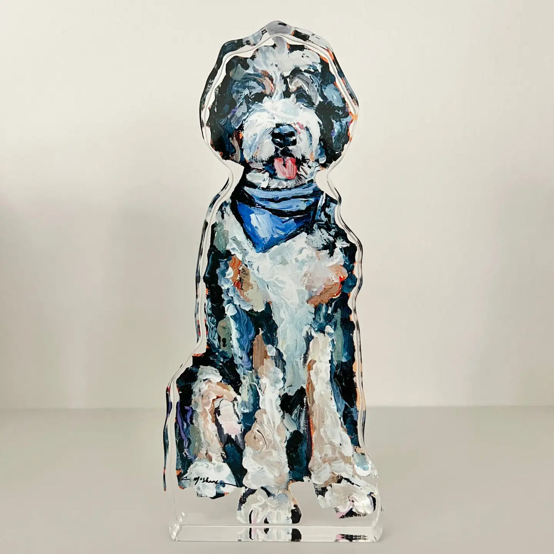 "Bernedoodle Blue Bandana" Acrylic Shelfie