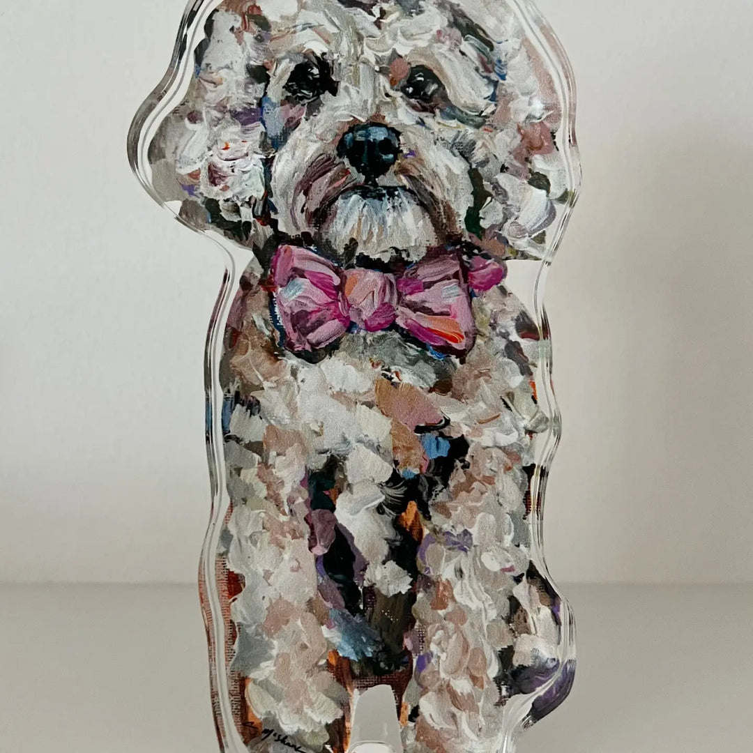 "Cavapoo Blonde with Pink Bow" Acrylic Shelfie