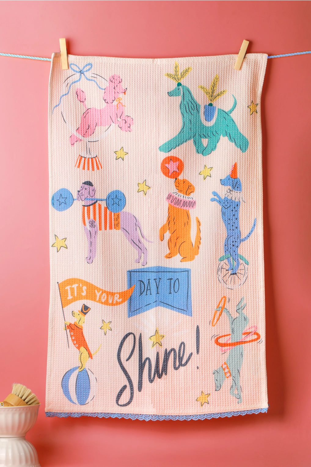 "Day To Shine" Circus Dog Dish Towel