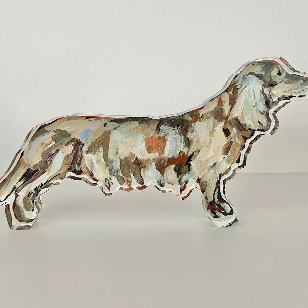 "Dachshund Blonde Long-Haired" Acrylic Shelfie