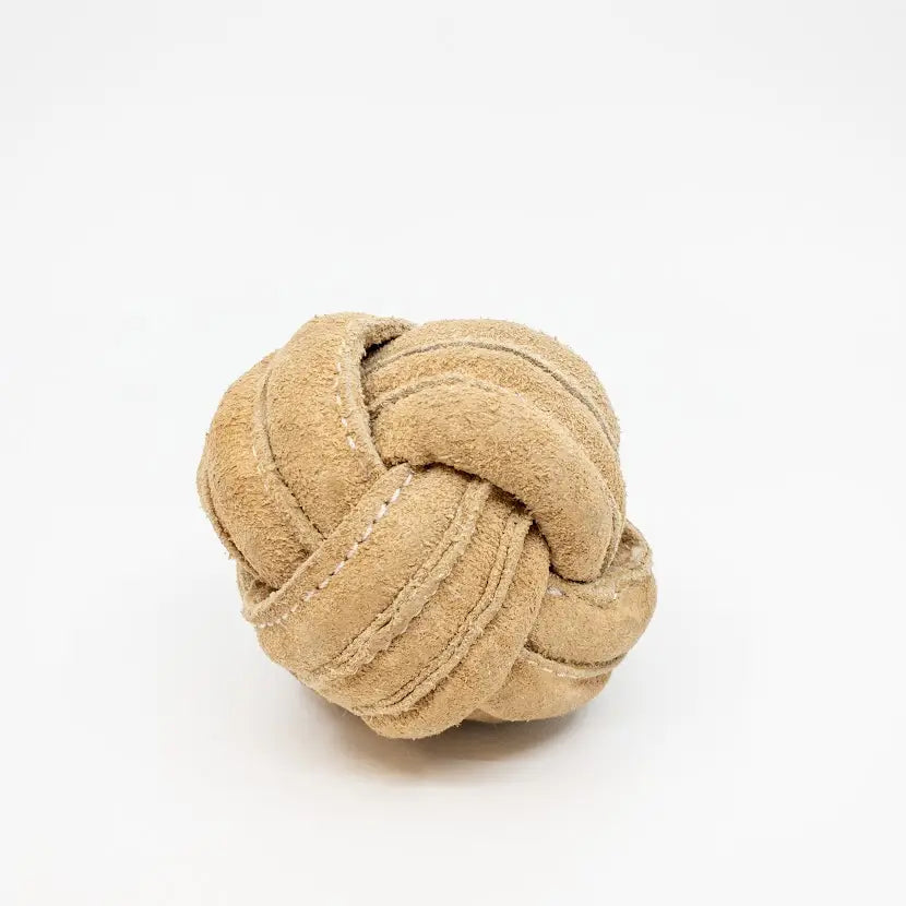 Huggle-Hide® Natural Leather Ball Dog Toy (Medium)