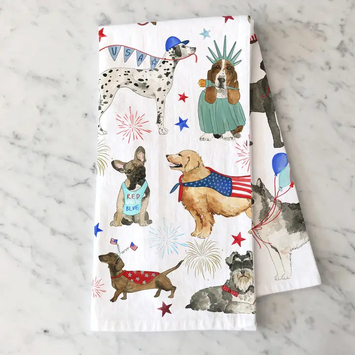 Patriotic Dogs Kitchen Towel