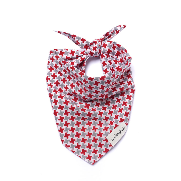 Unleashed Bandana - Crimson/Grey Houndstooth