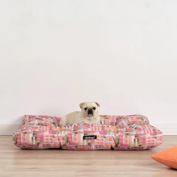 Pink/Green Plaid Stain Resistant Cotton Padded Dog and Cat Bed