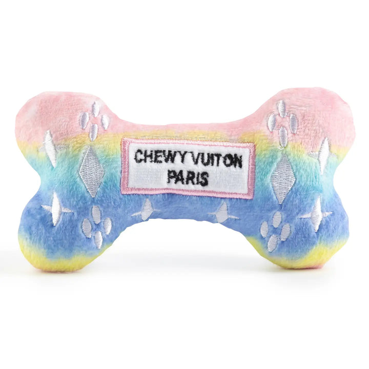 Pink Ombre Chewy Vuiton Bone Squeaker Dog Toy (Large)