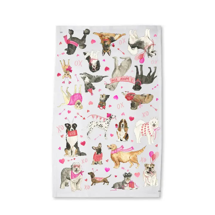 Cozy Valentine Dogs Kitchen Towel