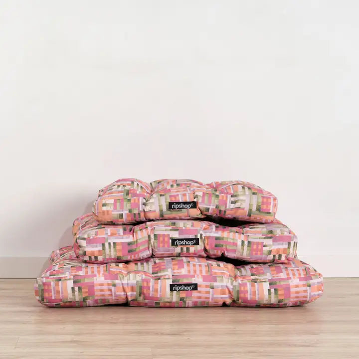 Pink/Green Plaid Stain Resistant Cotton Padded Dog and Cat Bed