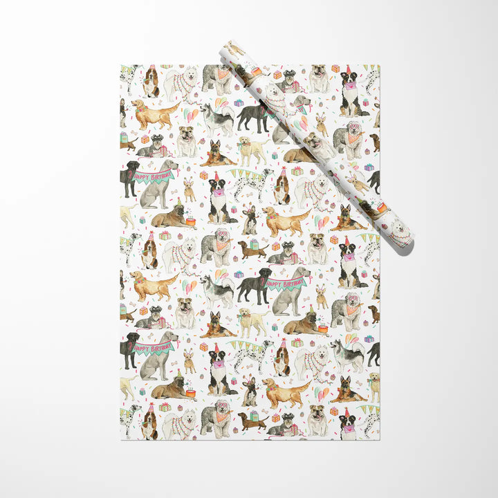 Pawty Pups - Birthday Dogs Wrapping Paper 3 Sheet Roll
