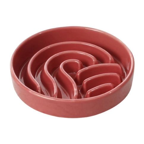 [Wave] Slow Feeder Dog Bowls - Red with wood stand